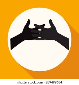 Icon Hands on white circle with a long shadow