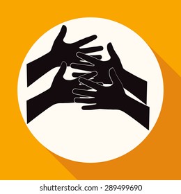 Icon Hands on white circle with a long shadow