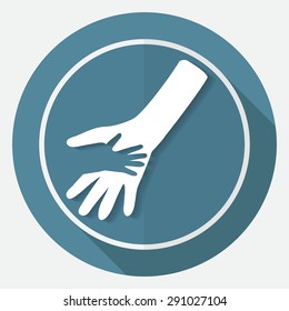 Icon Hands on white circle with a long shadow