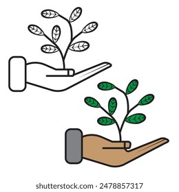 Ein Symbol für Hände und Pflanzen, das den Umweltschutz symbolisiert