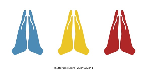Handsymbol, Gebet auf weißem Hintergrund, Vektorgrafik