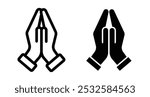 Icon of hands in prayer, symbolizing faith, religion, or spirituality.