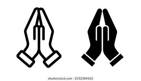 Icon of hands in prayer, symbolizing faith, religion, or spirituality.