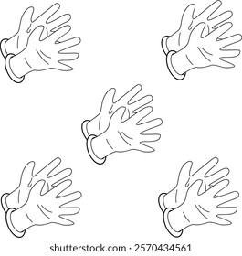 Icon handscoons design, with various design shapes, with a hand drawn black outline style for medical. 