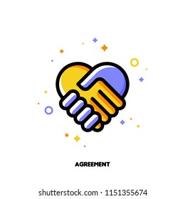 Icon Of Handshake As Agreement Symbol For Law And Justice Concept. Flat Filled Outline Style. Pixel Perfect 64x64. Editable Stroke