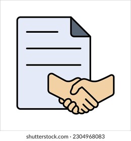 icon handshake. contract of the transaction. successful agreement. vector illustration on white background