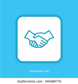 Icon Handshake Flat Design with Blue Background. Designed for web and software interfaces