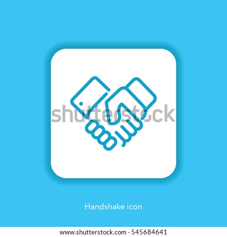 Icon Handshake Symbol Flat Design with Blue Background. Designed for web and software interfaces