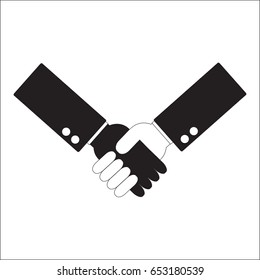 Icon Handshake Vector Black And White. Business Concept
