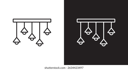 Icono de lámparas colgantes. Iconos del vector de las lámparas de la habitación. Icono de Vector de lámparas de estilo clásico en transparente y fondo. Trazo editable.