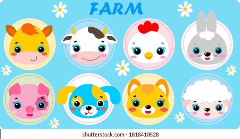 Icon happy baby farm animal