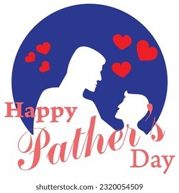 icon happy father's day with child and father silhouette