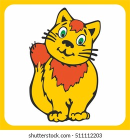 icon happy ginger cat, who sits