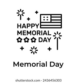 An icon happy memorial day in trendy style, remembrance day vector design