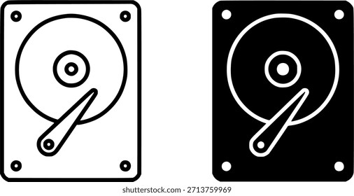 Symbol, Festplattengrafik, schwarz-weiß, Umriss- und Silhouettenversionen