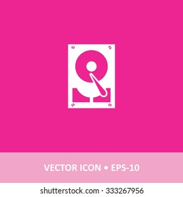 Icon of Hard Disk on Magenta Color Background. Eps-10.
