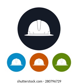 Icon Hard Hat,   Four Types of Colorful Round Icons Safety Helmet , Vector Illustration