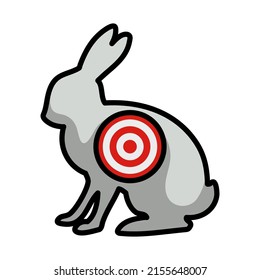 Icono De La Silhouette De Liebre Con El Objetivo. Contorno de negrita editable con diseño de relleno de color. Ilustración vectorial.
