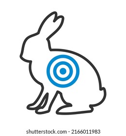 Icono De La Silhouette De Liebre Con El Objetivo. Contorno de negrita editable con diseño de relleno de color. Ilustración vectorial.