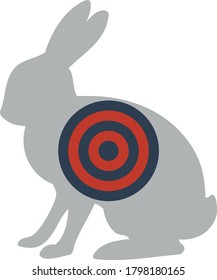 Icon Of Hare Silhouette With Target. Flat Color Design. Vector Illustration.
