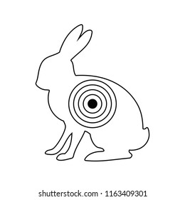 Icon of hare silhouette with target . Thin line design. Vector illustration.