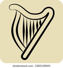 Icon Harp. related to Celtic symbol. hand drawn style. simple design editable. simple illustration