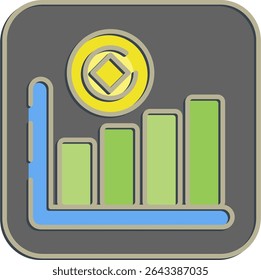 Icon hash rate. Crypto currency elements. Icon in embossed style.