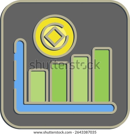 Icon hash rate. Crypto currency elements. Icon in embossed style.