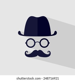Icon hat and glasses Vector file layered for easy manipulation and custom coloring.
