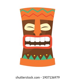 icon of hawaiian funny mask over white background, colorful design, vector illustration