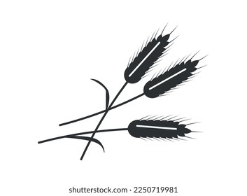 Ikone mit Heu. Dunkle Seide mit dünnen Ohren aus Getreide oder Getreide. Weizen, Hafer oder trockenes Stroh. Design-Element für soziale Netzwerke. Cartoon-FlachVektorgrafik einzeln auf weißem Hintergrund