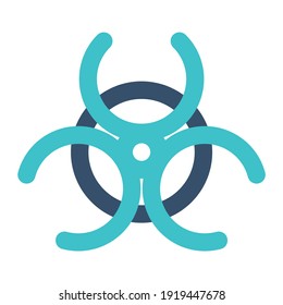 icon hazard symbol for virus using flat style and blue color dominate