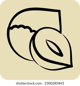 Icon Hazelnut. suitable for Nuts symbol. hand drawn style. simple design editable. design template vector. simple illustration