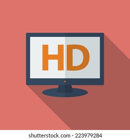 Icon of HD TV. Flat style