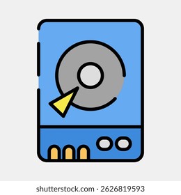 Ícone hdd. Elementos de componentes do computador. Ícone no estilo de linha preenchida.