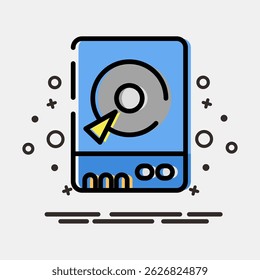 Icon hdd. Computer components elements. Icon in MBE style.