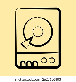 Icon hdd. Computer components elements. Icon in hand drawn style.