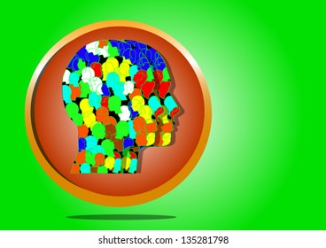 Icon head abstract on green background