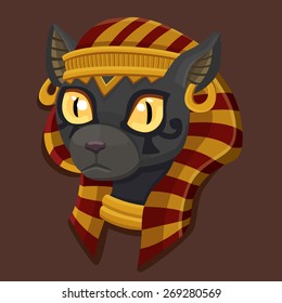 Bastet de cabeza de icono. Ilustración del vector