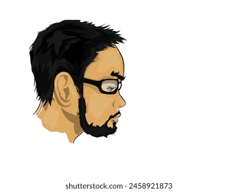 icon of the head of a bearded man with short hair wearing glasses