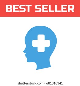 Icon of head injuries . Single high quality outline symbol for web design or mobile app. Thin line sign for design logo. Blue pictogram on white background. Vector illustration.