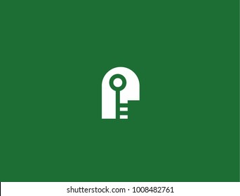 Icon head with key. Company vector logo