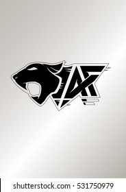 Icon with head of a panther and letters "A" and "F". Template for identity, logo and prints