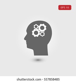 icon head shape with gears