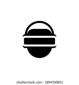 Icono de la cabeza con gafas de realidad virtual y auriculares con micrófono. Símbolo o ilustración de estilo negro de alta calidad.