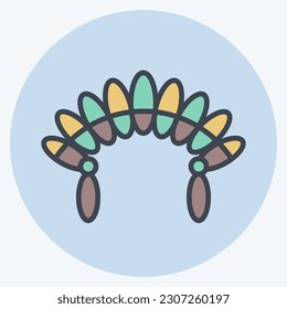 Icon Headdress 2. related to American Indigenous symbol. color mate style. simple design editable
