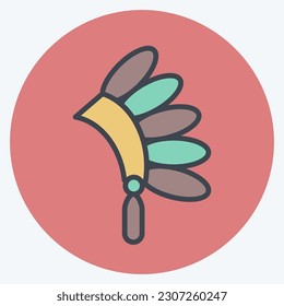 Icon Headdress. related to American Indigenous symbol. color mate style. simple design editable