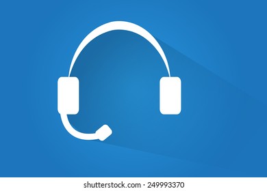 Icon headphone in blue background. 