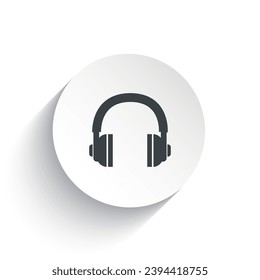 An icon headphone with the circle background plus the shadow behind of it.