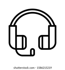 Icon headphone in outline style. vector illustration and editable stroke. Isolated on white background.